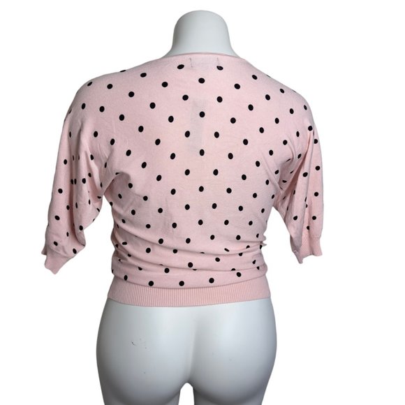 NWT Premise Women's Pullover Knit Top Blouse Pink & Black Polka Size Small - Picture 8 of 13